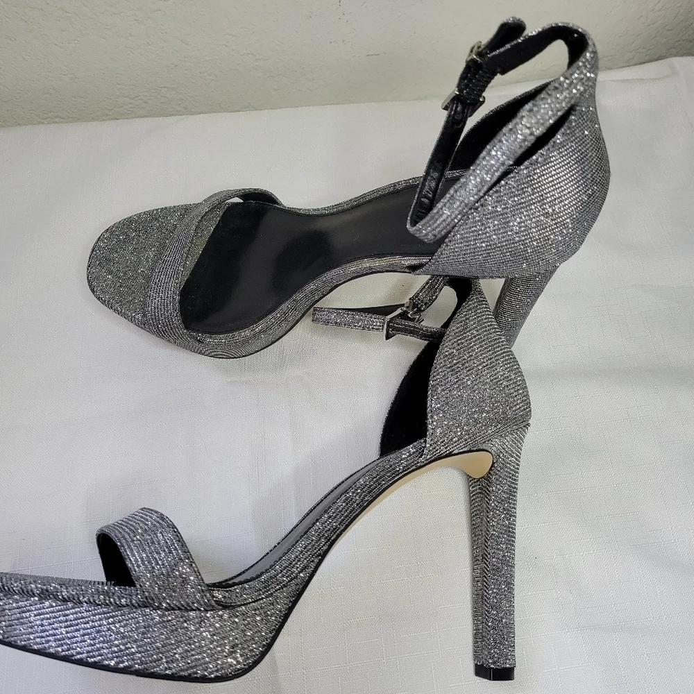 Michael Kors Glittering Silver Heels Size 8.5